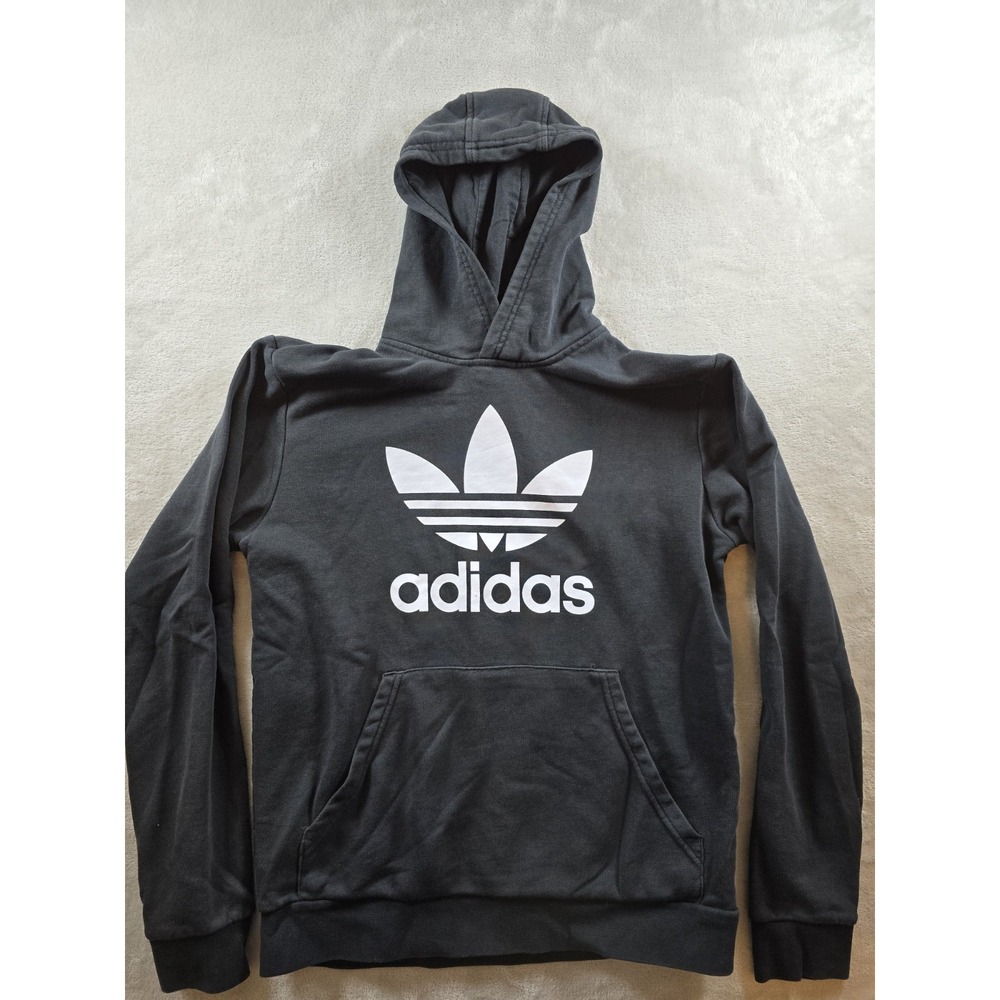 Adidas Youth XL Hoodie‎ Pullover Fleece Hooded Sweatshirt Logo Black